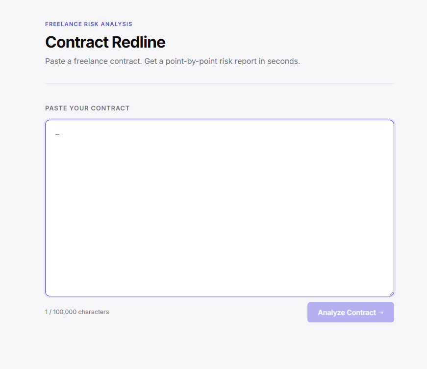 Contract Redline — AI contract risk analyser for freelancers