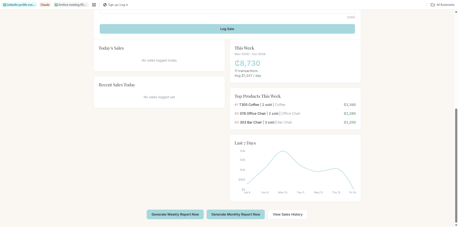 Elicit Furnishing — furniture sales ledger